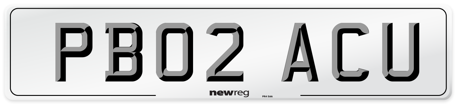 PB02 ACU Number Plate from New Reg